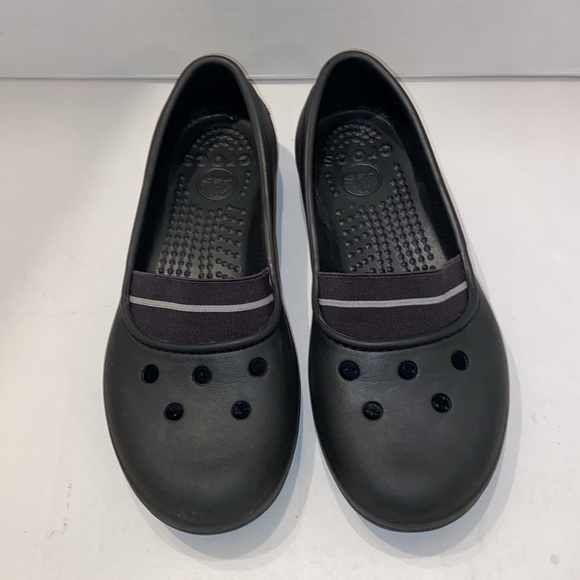 Women’s Crocs Juneau Flats Loafers Black 6 Slip On Shoes Elastic Band - Picture 3 of 15